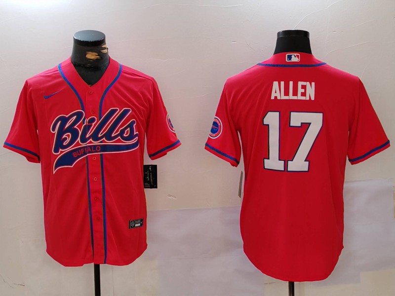 Men Buffalo Bills 17 Allen Red Joint Name 2024 Nike Limited NFL Jersey style 1